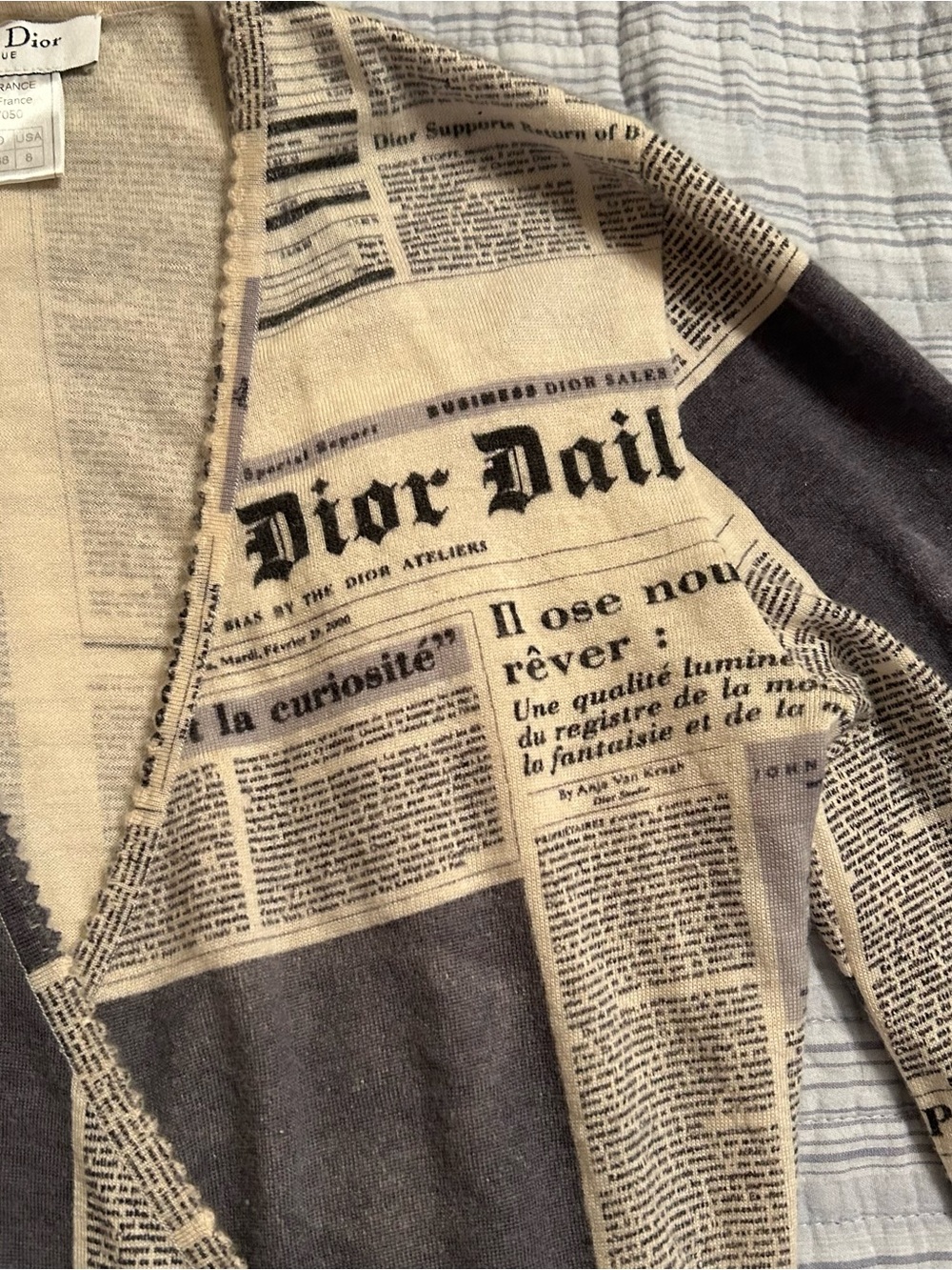 Dior by John Galliano Fall/Winter 2000 Runway Newspaper-Print Wrap Top - RARE!! - Picture 5 of 14